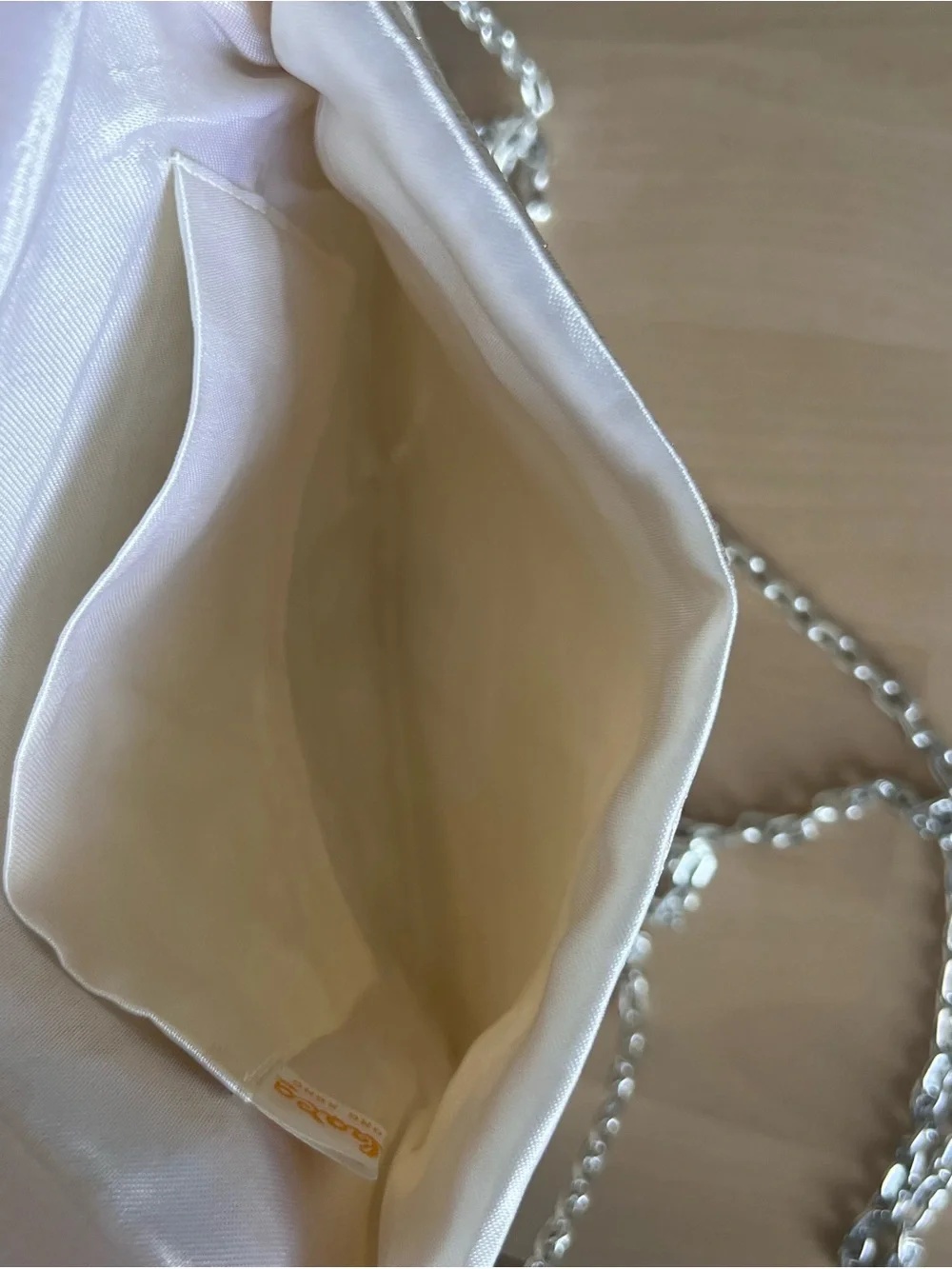 Vintage Cream Beaded Chain Shoulder Bag